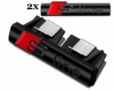 Set Embleme Audi S-Line Negre 3D Grila Fata + Aripi A1 A3 A4 B6 B8 A5 A6 C5 C6 C7 Q3 Q5 Q7 TT Metal ABS
