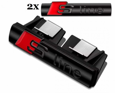 Set Embleme Audi S-line negre 3D grila fata +2 bucati pentru aripi foto