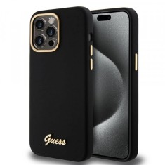 Husa pentru Apple iPhone 15 Pro Max, Guess, Script Metal Logo &amp;amp; Frame, Neagra foto