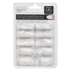 Set Unghii False, Bruno, Oval, 72 Bucăți, Culoare Albă, Plastic