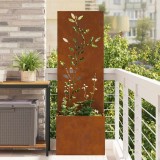Cumpara ieftin Ghiveci de Grădină cu Panou Decorativ Ruginit 50 x 140 cm