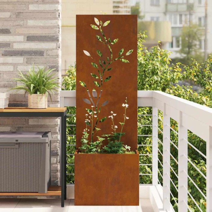 vidaXL Ecran de intimitate pentru grădină Floral Ruginit 50 x 140 cm 876482