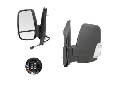 Oglinda exterioara Ford Transit/Tourneo, 01.2014-, Stanga, reglare electrica; texturat; incalzita; scurt; geam convex; cromat; 6 pini; semnalizare al foto