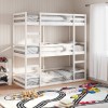 Pat Supraetajat Triplu vidaXL, Alb, 80x200 cm, Lemn Masiv Pin, Cadru Pat Copii