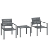 Outsunny Set Bistro Grădină 3 Piese pentru 2 Persoane, Masă și Scaune de Exterior cu Cadru Metalic, Mobilier din Plastic pentru Terasă | Aosom Romania
