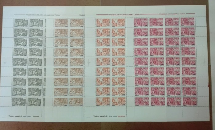 TIMBRE ROM&Acirc;NIA LP1660/2004 Fragmente Columna lui Traian I 4 COLI (descriere) MNH
