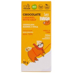Ciocolata cu caramel sarat, bio, 50g, Super Fudgio