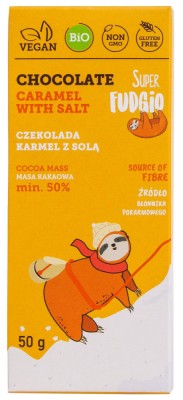 Ciocolata cu caramel sarat, bio, 50g, Super Fudgio foto