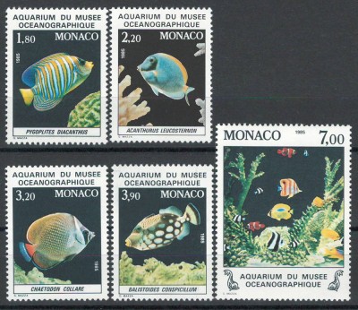 Monaco 1985 Mi 1704/08 MNH - Pești din Acvariul Muzeului Oceanografic foto