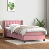 VidaXL Pat box spring cu saltea, roz, 80x220 cm, catifea 3318476