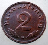 2.653 GERMANIA WWII 2 REICHSPFENNIG 1939 G XF EROARE