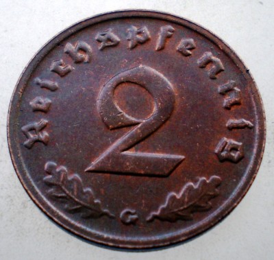 2.653 GERMANIA WWII 2 REICHSPFENNIG 1939 G XF EROARE foto