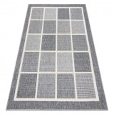 Covor SPRING 20426332 pătrate, cadru sisal, buclat - gri, 160x230 cm
