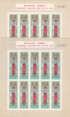 1965 Romania Exil - Minicoli Craciun,NEDANT.SERIE CONSECUTIVA MNH. foto