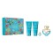Set cadou Versace Dylan turcoaz pentru femei EDT 100 ml + 100 ml lo?iune de corp + 100 ml gel de du? + set de toaleta