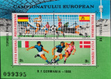 Campionatul European de fotbal Germany88, bloc4 timbre, colita NMH, nestampilata, Romania de la 1950, Sport