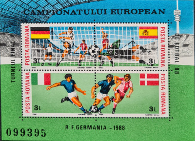 Campionatul European de fotbal Germany88, bloc4 timbre, colita NMH, nestampilata foto