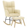 VidaXL Scaun balansoar cu taburet, crem, material textil 4016807
