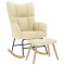 vidaXL Scaun balansoar cu taburet, crem, material textil 4016807