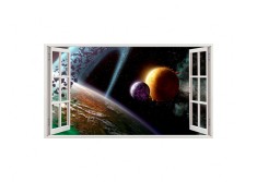 Autocolant decorativ, Fereastra, Planete, Multicolor, 83 cm, 223ST foto