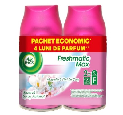 Rezerva odorizant camera Air Wick Freshmatic Magnolie si Flori de cires Duo Pack, 2x250 ml foto