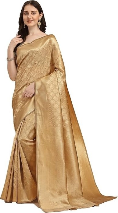 Sari de matase din Kerala Banarasi, Jaanvi, auriu - OUTLET