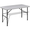 Masa pliabila gradina vidaXL, 122cm, HDPE, alba - picnic, camping, exterior, transport facil