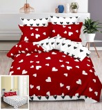 Cumpara ieftin Lenjerie Pat Ramya Sf008, Bumbac, 4 Piese, Fara Elastic, Alb, Rosu