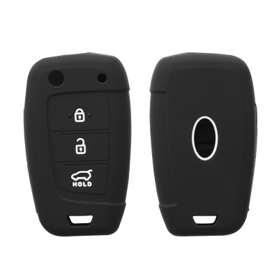 Husa Cheie Auto pentru Hyundai - 3 Butoane, Silicon, Negru, 46793.01 foto