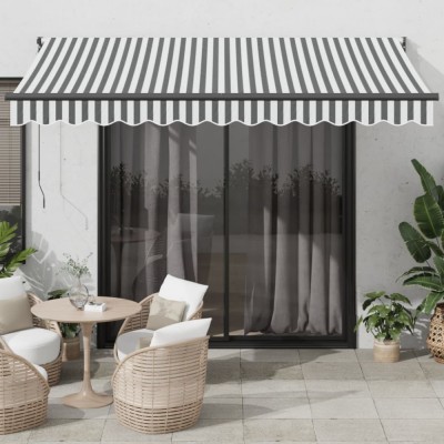 vidaXL Copertină retractabilă antracit/alb, 3,5x2,5 m, textil/aluminiu foto