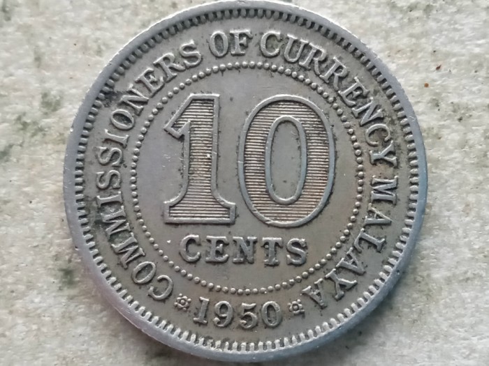 MALAYA-10 CENTS 1950