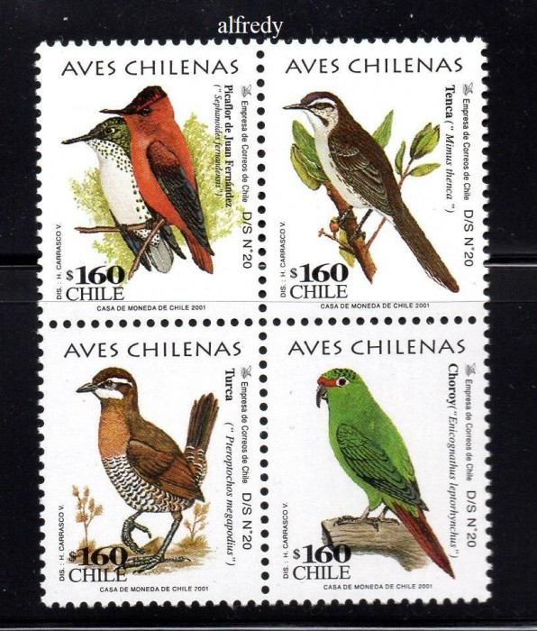 CHILE 2001, Fauna, Pasari, MNH, serie neuzata