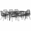 VidaXL Set de sufragerie de grădină 9 piese sticlă neagră polirattan 3334540