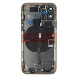 Carcasa Completa Gold + Flex Magsafe, Butoane si Suport SIM, Geam Camera Spate Apple iPhone 11 Pro, Original