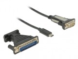 Adaptor USB-C la Serial RS232 DB9 + adaptor DB25 FTDI, Delock 62904