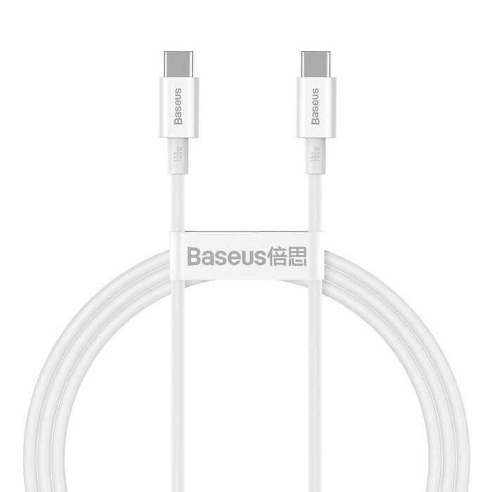 CABLU alimentare si date Baseus Superior, Fast Charging Data Cable pt. smartphone, USB Type-C la USB Type-C 100W, 1m, alb &quot;CATYS-B02&quot; (timbru verde 0.