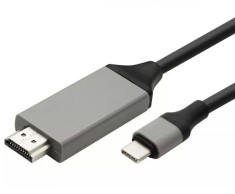 Cablu HDMI - USB C, adaptor MHL inclus, suport 3D, 4K, 48 biti, negru/gri foto