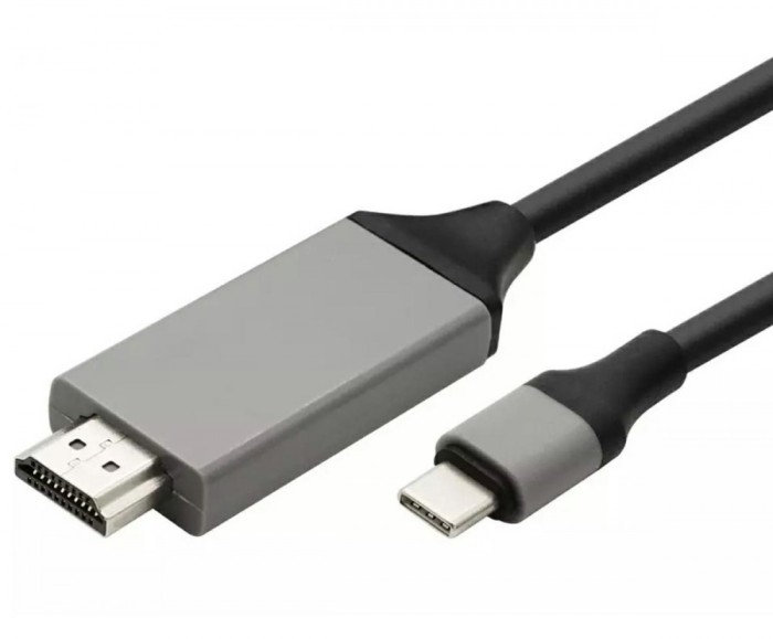 Cablu HDMI - USB C, adaptor MHL inclus, suport 3D, 4K, 48 biti, negru/gri