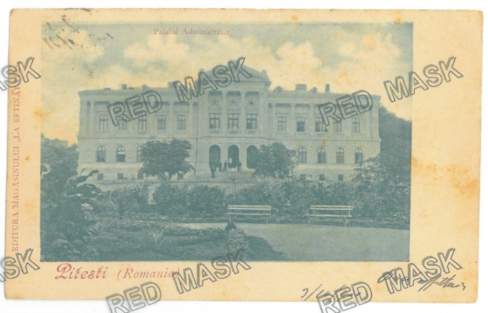 1979 - PITESTI, Palatul Administrativ, Litho, Romania - old postcard - used - 1900