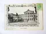 Rara! București-Socecu:Universitatea-Statuia lui M.Viteazul,c.poș.cir.TCV 1904 stam.rara Mihaileni(Botoșani)