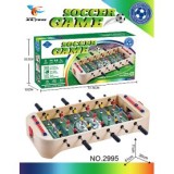 Masa de fotbal cu teren Flippy, 6 manere, cu Tablou Scor, din Metal, Lemn si ABS, 51.5x10x25.5 cm, cu Picioare Inalte, Design Crem-Verde, pentru copii