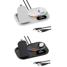 Incarcator wireless 4in1, AO6, telefon, ceas, casti, RGB