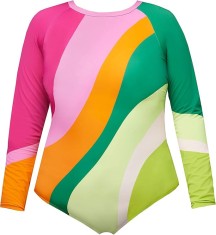 Costum de baie pentru femei Ulla Popken, cu maneca lunga, multicolor, 48 - OUTLET