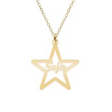 Lănțișor Argint 925 Placat Aur 24K cu Nume Decupat Stea - Bijuterie Personalizată, Cadou Unic