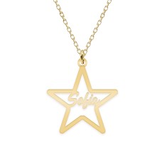 Lantisor cu nume decupat in stea - argint 925 placat cu aur 24K