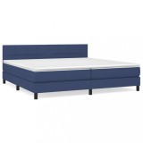 Cumpara ieftin Pat box spring cu saltea, albastru, 200x200 cm, textil