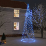 VidaXL Pom de Crăciun cu st&acirc;lp de metal, 1400 LED-uri, albastru, 5 m