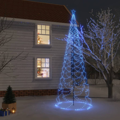 vidaXL Pom de Crăciun cu st&amp;acirc;lp de metal, 1400 LED-uri, albastru, 5 m foto