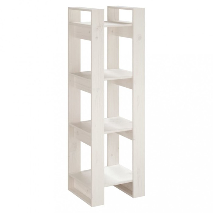 Biblioteca/Separator camera, alb, 41x35x125 cm, lemn masiv pin