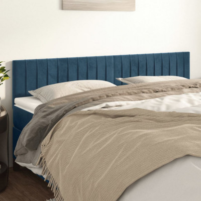 vidaXL Tăblii de pat, 2 buc, albastru &amp;icirc;nchis, 90x5x78/88 cm, catifea foto